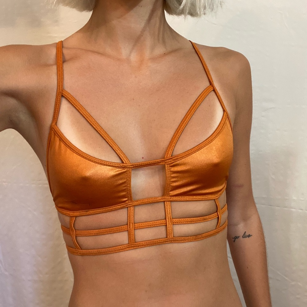 One Teaspoon Superman bodice metallic burnt orange